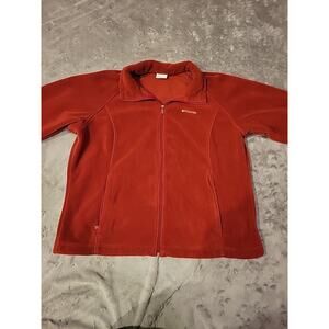 Columbia Women’s Fleece Jacket Full Zip Red Outdoor Lightweight 2XL